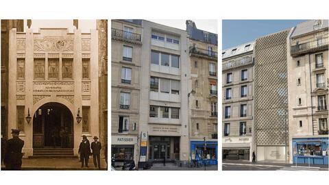Façade initiale, 1929 / Façade actuelle / Projet architectural. Crédits : Agence Bigoni Mortemard Façade initiale, 1929 / Façade actuelle / Projet architectural. Crédits : Agence Bigoni Mortemard